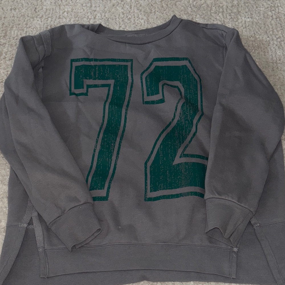 Charcoal Gray Sweater with Teal Print